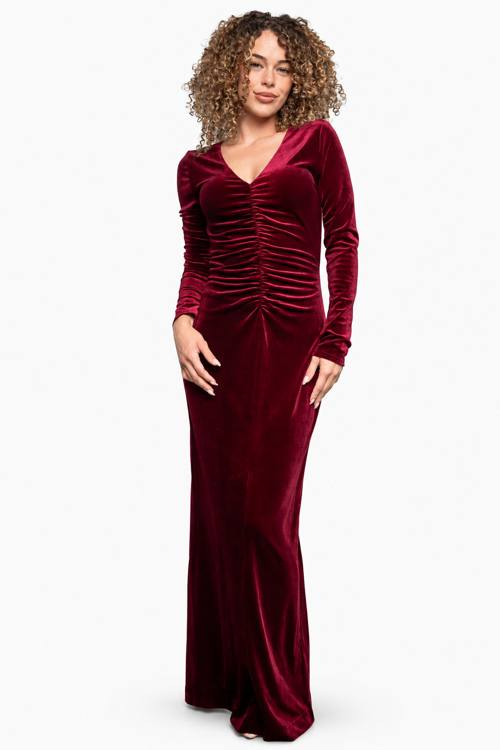 Kourtney Velvet Maxi Dress | Wine