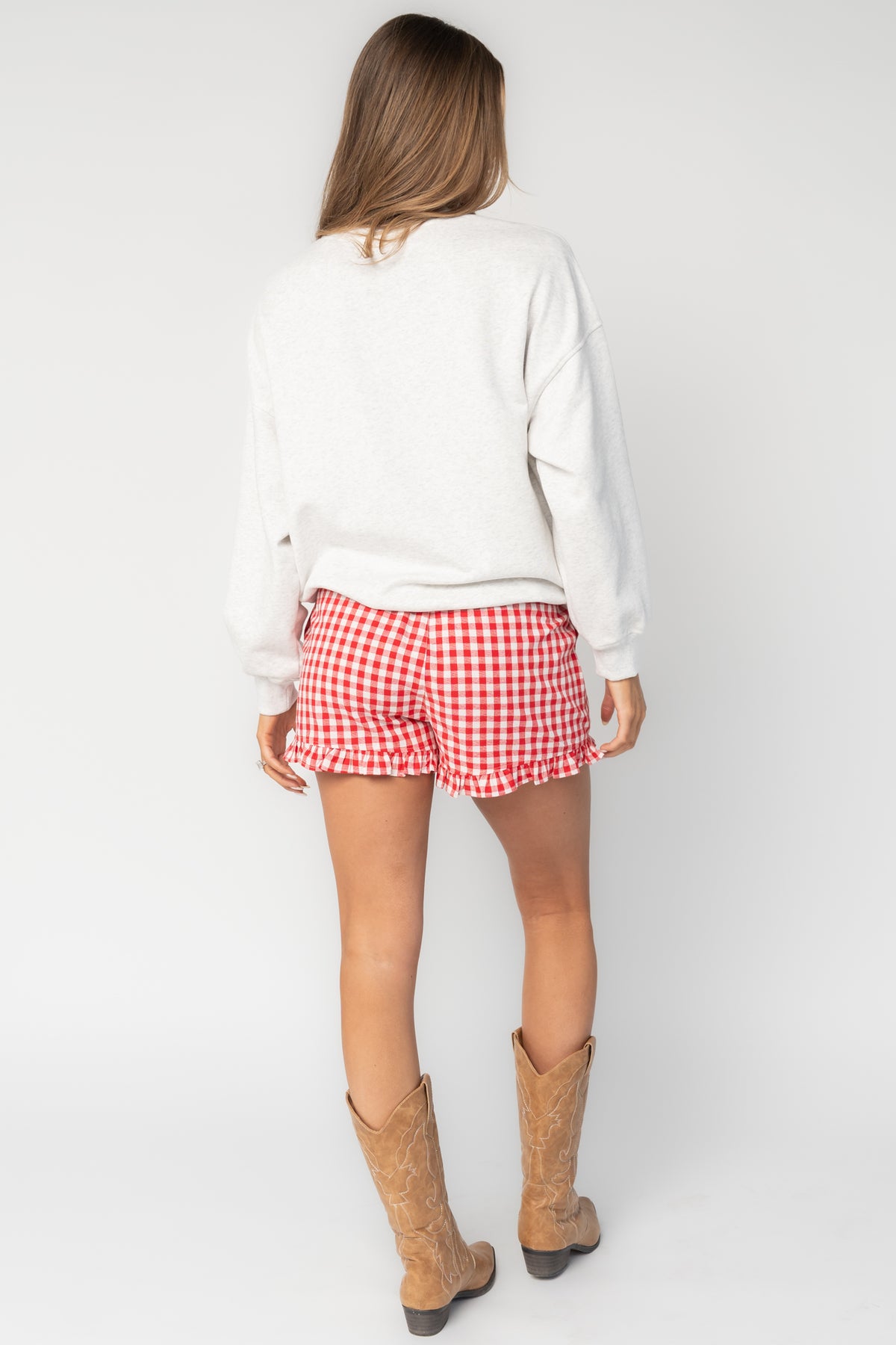 Hope Ruffle Hem Shorts | Red Gingham