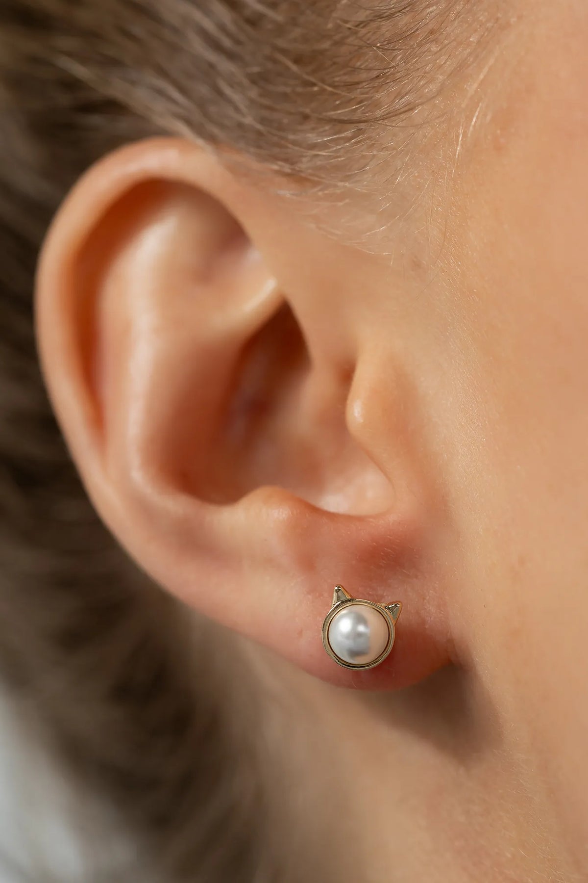 Cherish Stud Earring Set with three pairs of 14K gold-dipped studs featuring classic pearl accents.