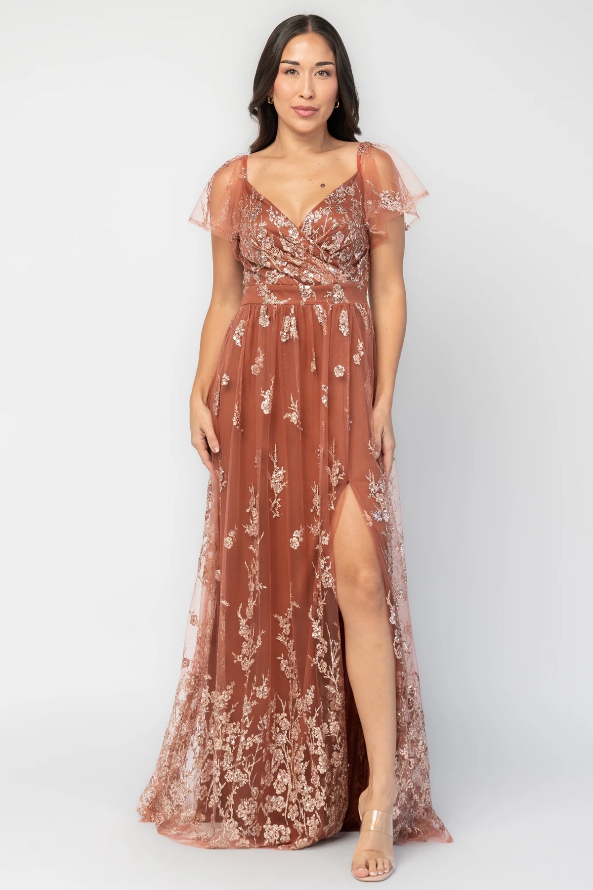 Esmerelda Shimmer Gown | Terracotta