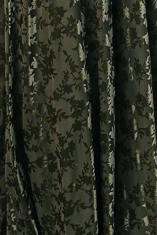 Dark Sage Veronica Velvet swatch, 3 x 4 inches, showing plush pile, sheen, and fabric stretch for color assessment.