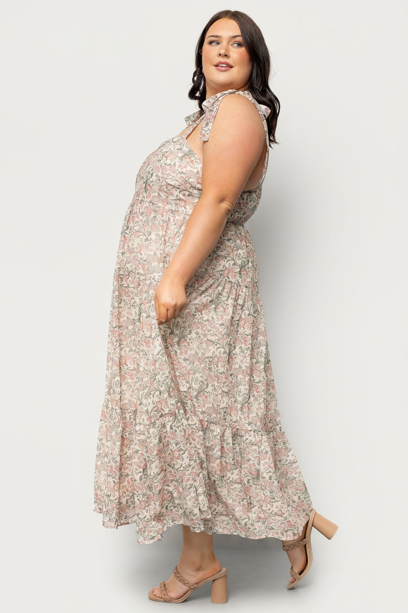 Lelisa Shoulder Tie Dress | Cream Floral