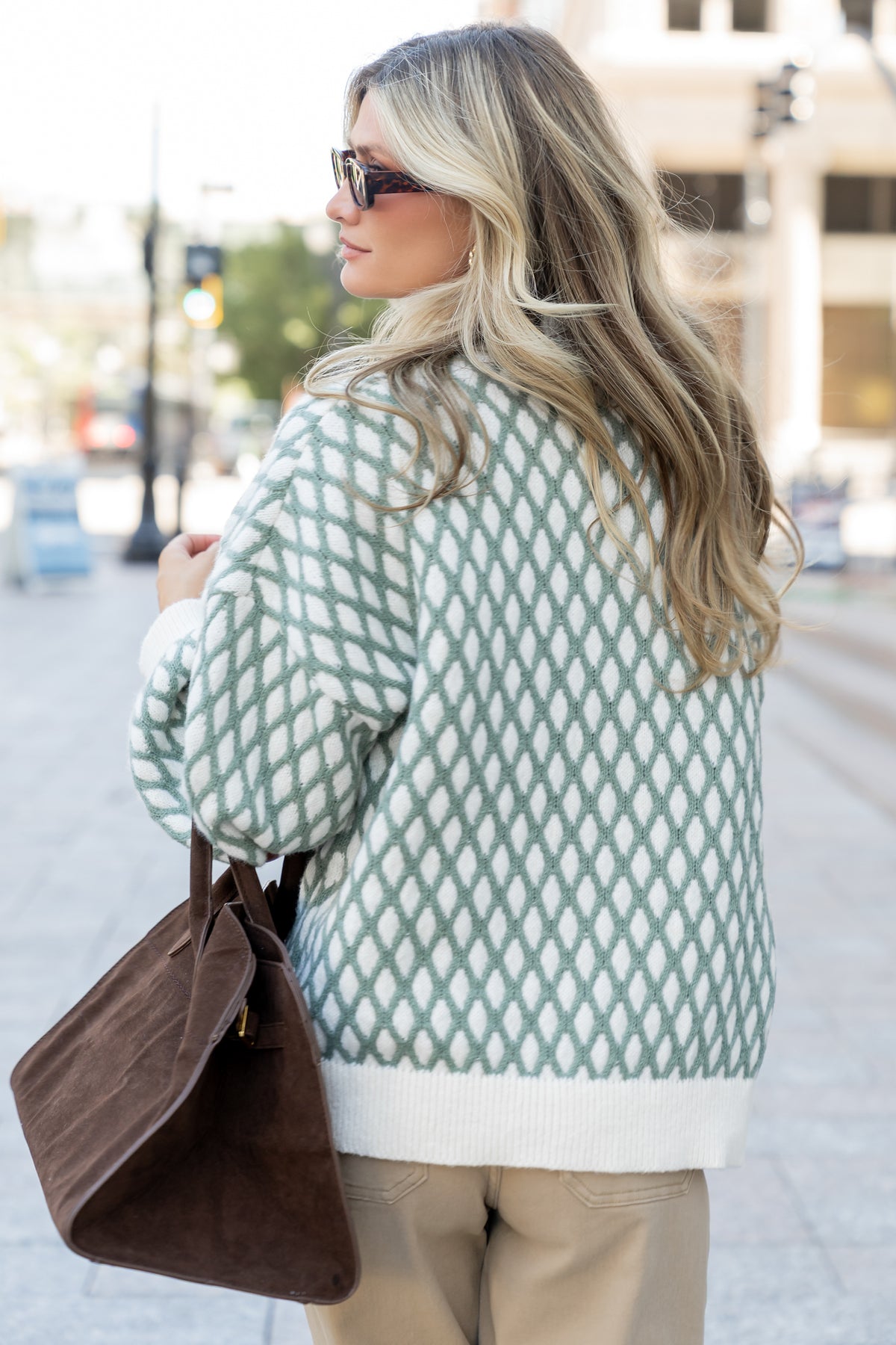 Hendrix Diamond Knit Sweater | Green