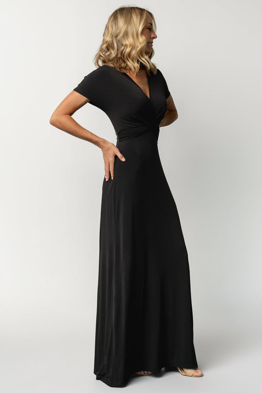 Annaeli Cross Front Maxi Dress | Black