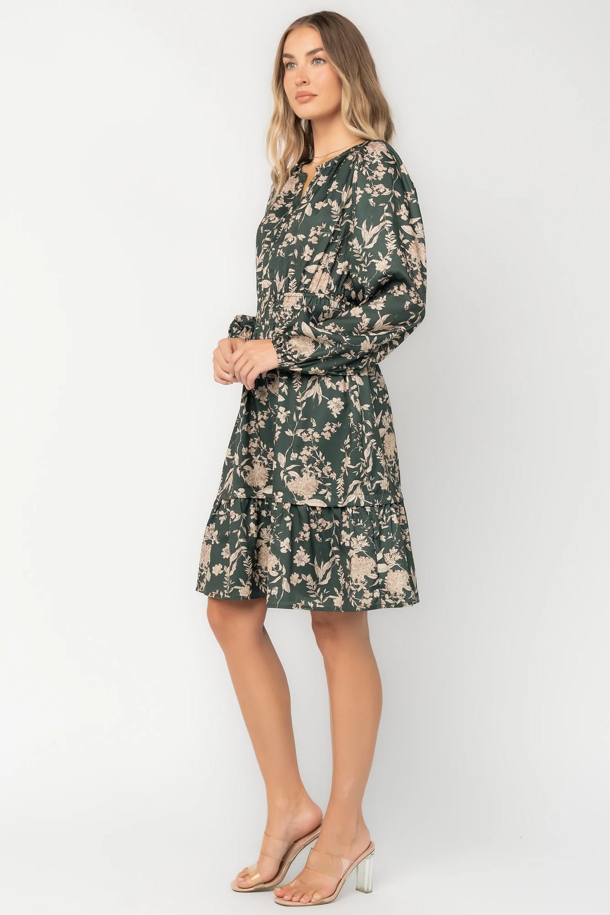 Harriet Short Dress | Green Floral