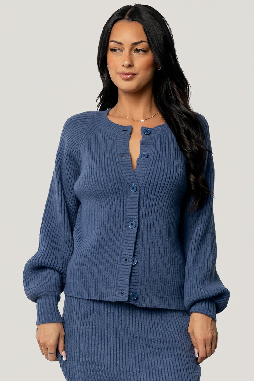 Styled outfit photo of the Blair cardigan paired with casual denim, showing versatility for day-to-night wear.