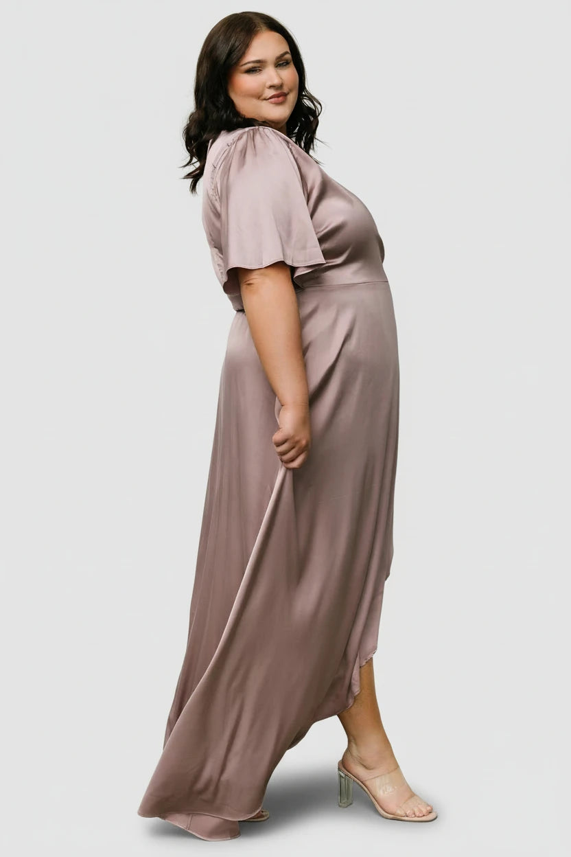 Vara Satin Maxi Wrap Dress | Lilac