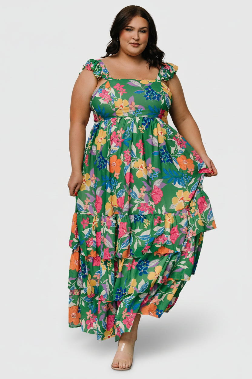 Monte Tiered Maxi Dress | Green Multi
