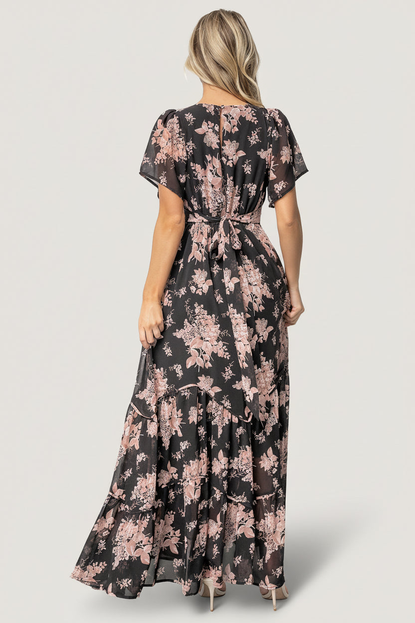 Katherine Maxi Dress | Black + Blush Floral