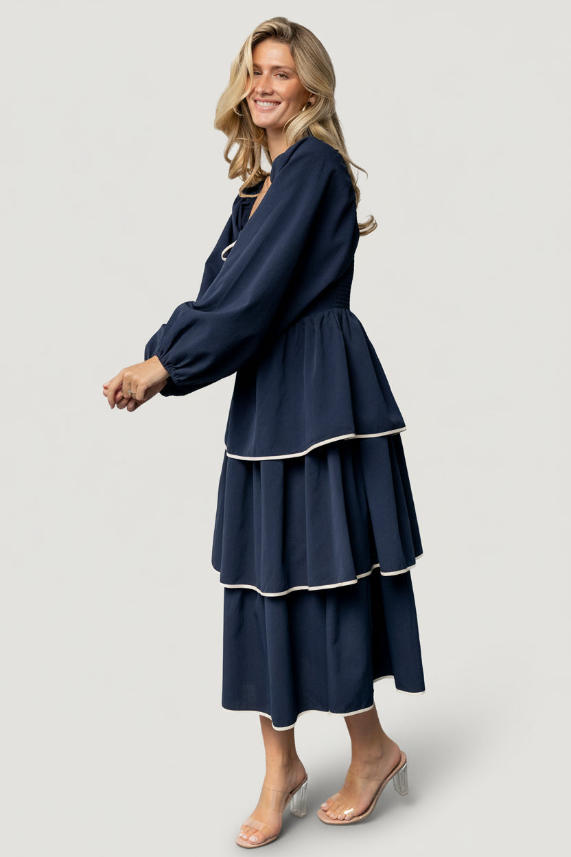 Barcelona Tiered Dress | Navy