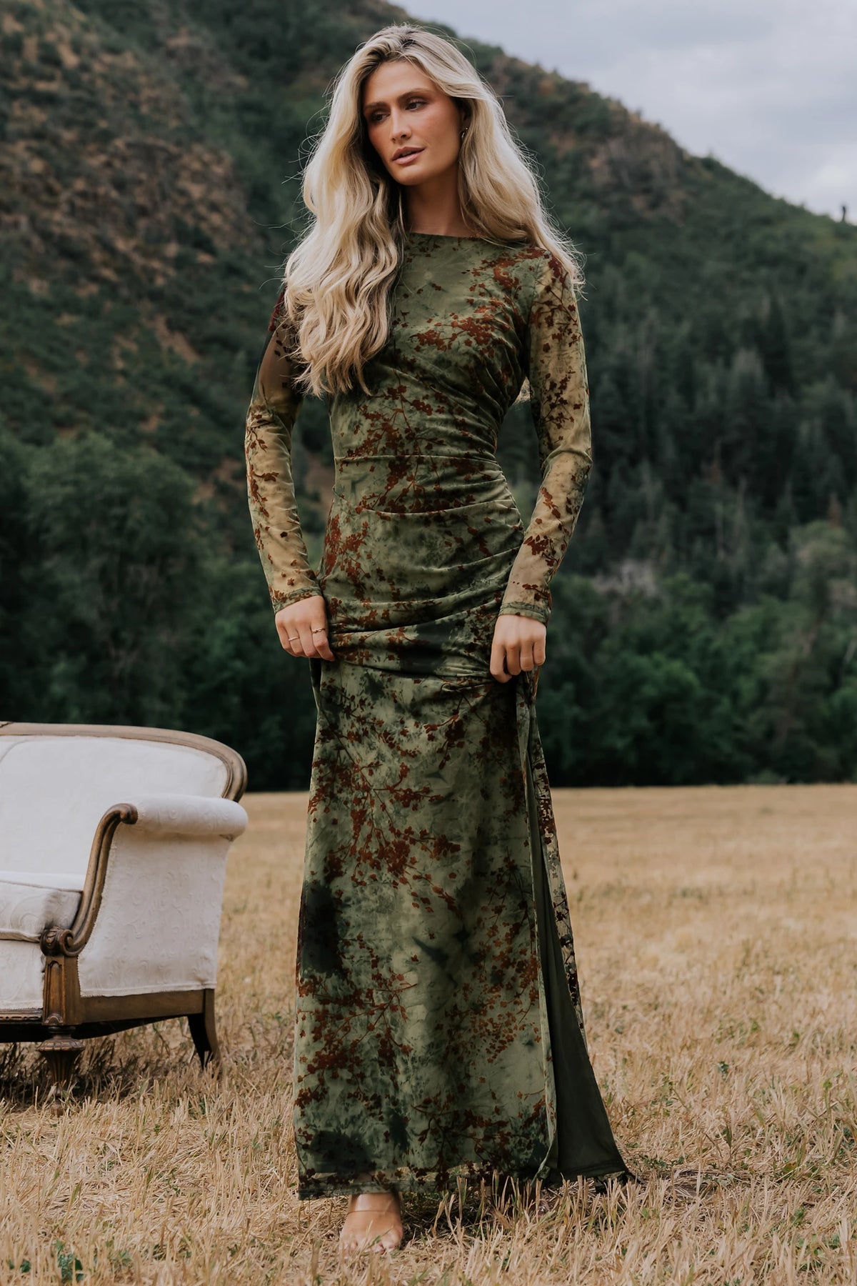 Celine Maxi Dress | Green + Rust