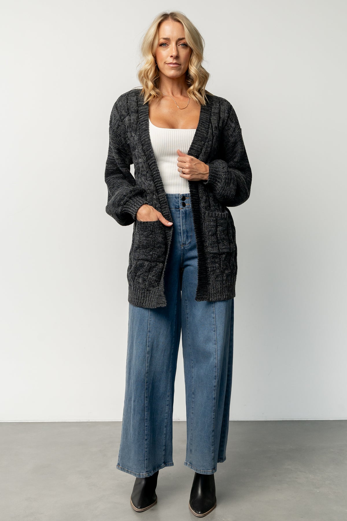 Spencer Chunky Knit Cardigan | Charcoal