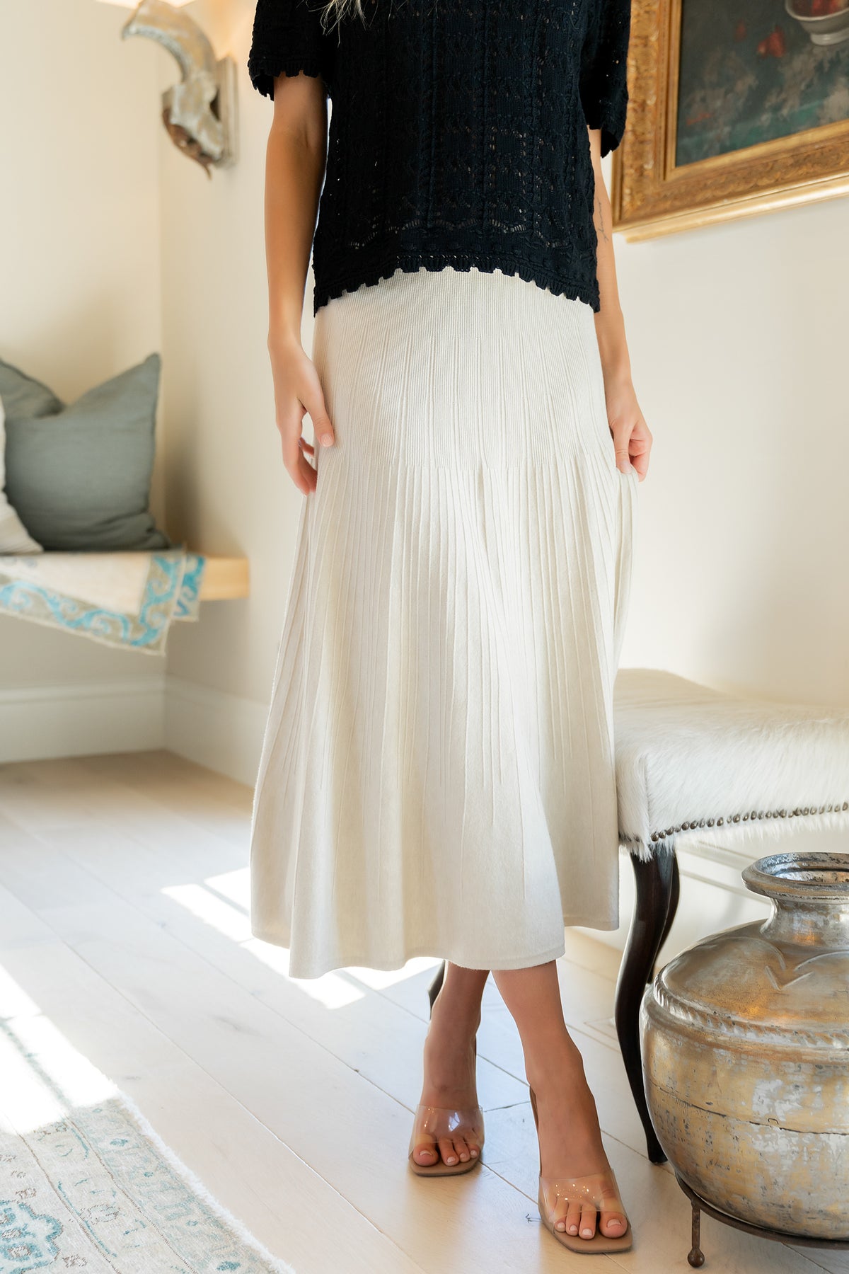 Carynn Knit Midi Skirt | Natural