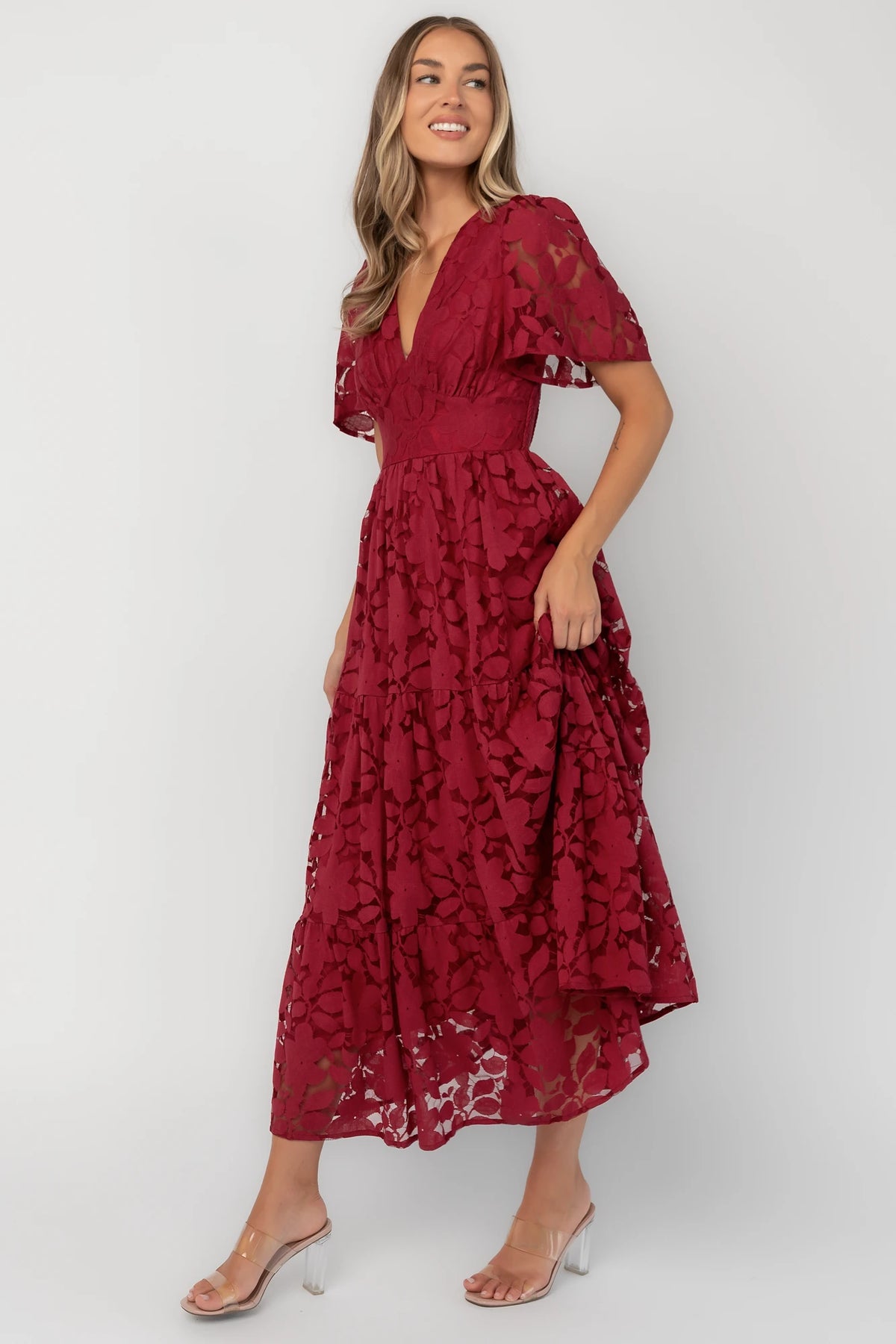 Samara Midi Dress | Cranberry