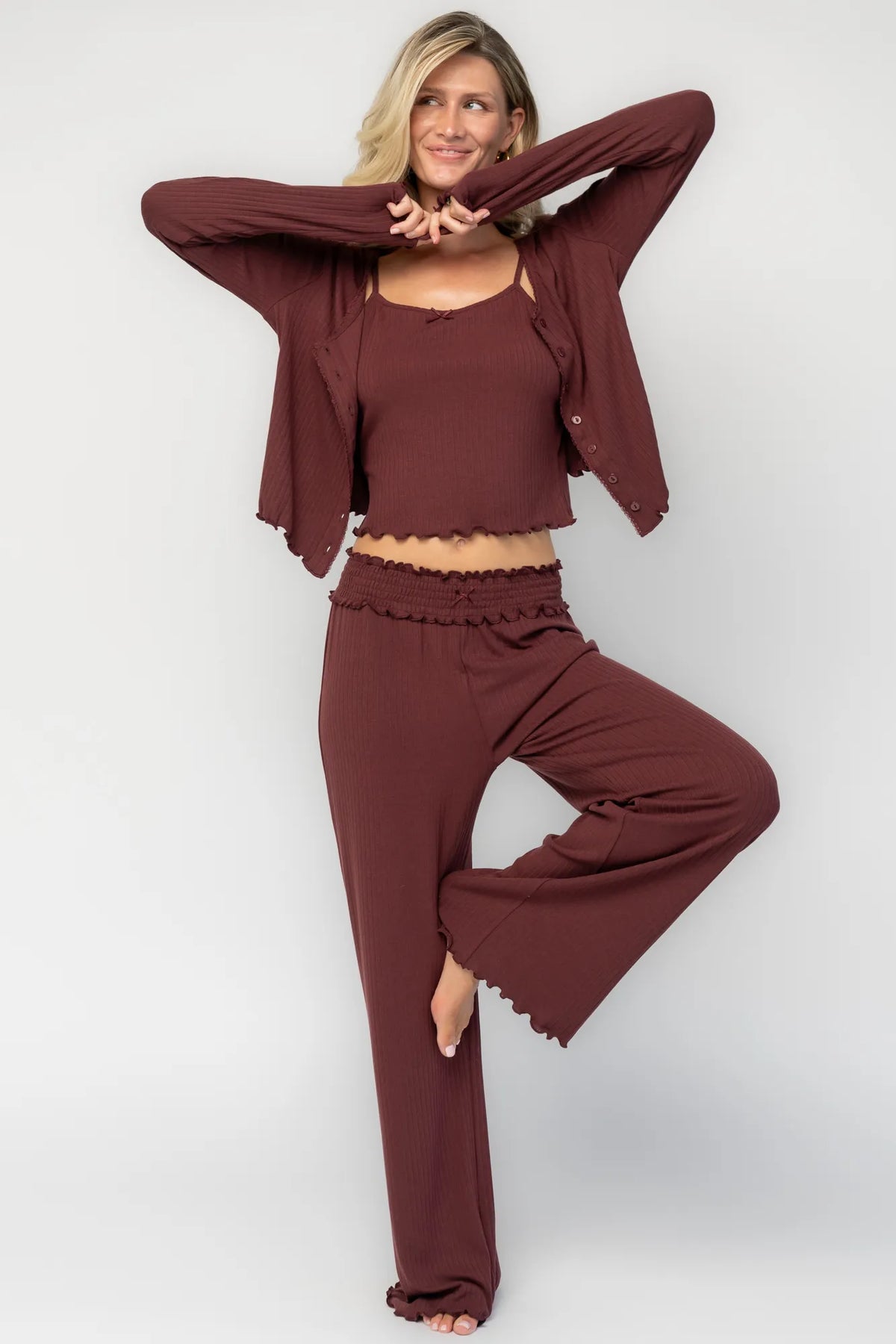 Louise Soft Knit Pajama Set | Mulberry