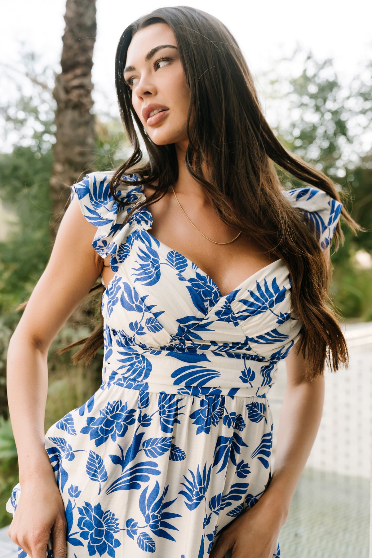 Mercedes Maxi Dress | Blue + Off White