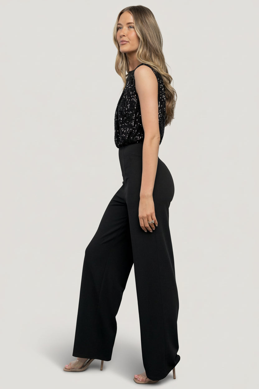 Niya Sequin Jumpsuit | Black