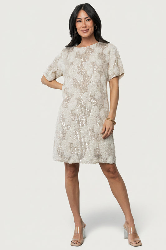 Rhea Sequin Short Dress | Ivory