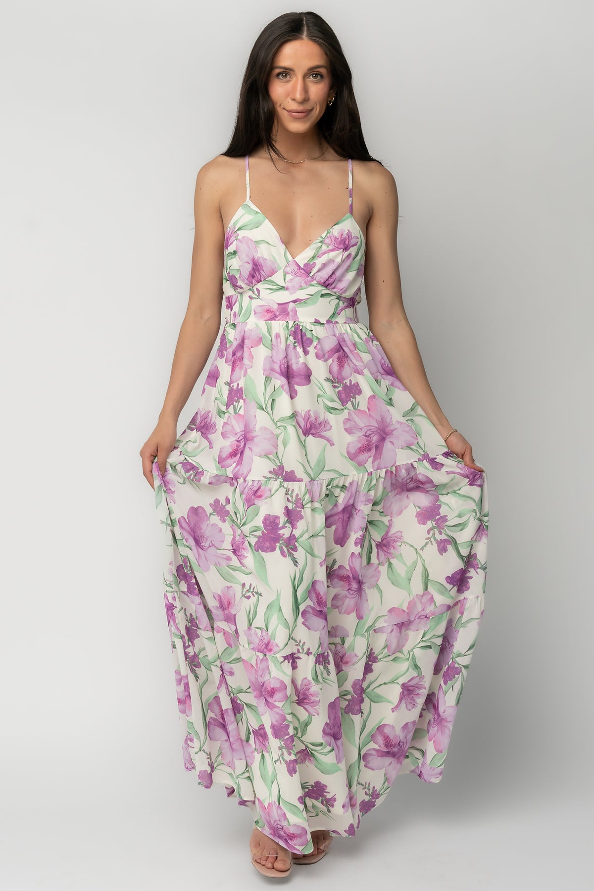 Lina Maxi Dress | Purple + White Floral