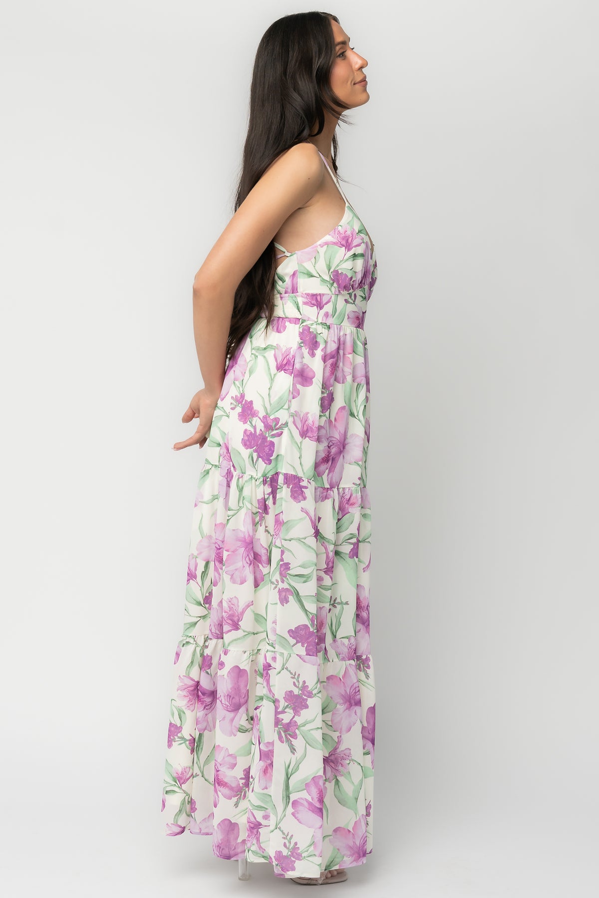 Lina Maxi Dress | Purple + White Floral