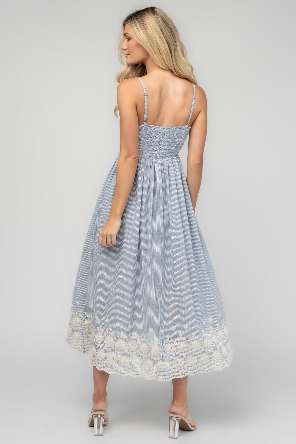 Opal Midi Dress | Light Blue + Ivory
