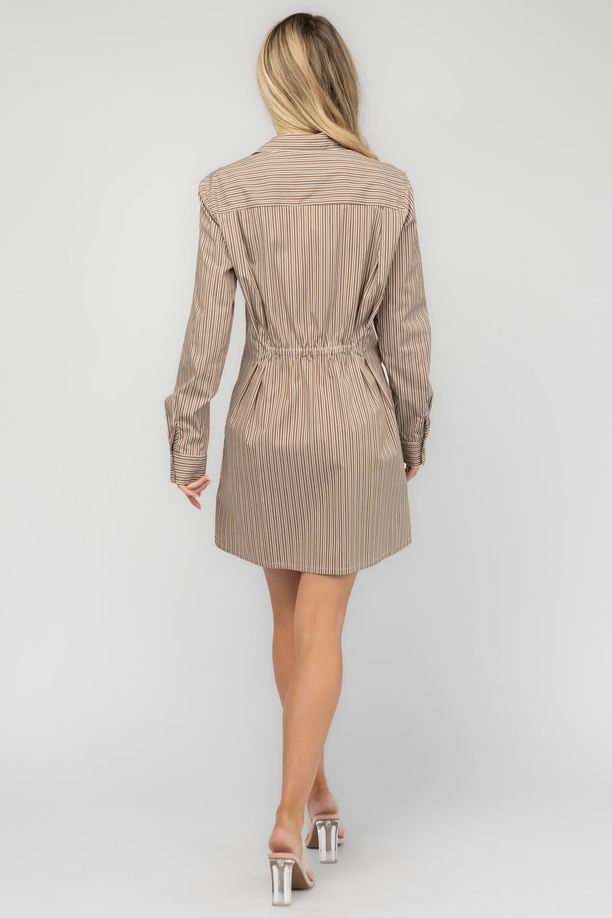 Hailey Shirt Dress | Taupe Stripe