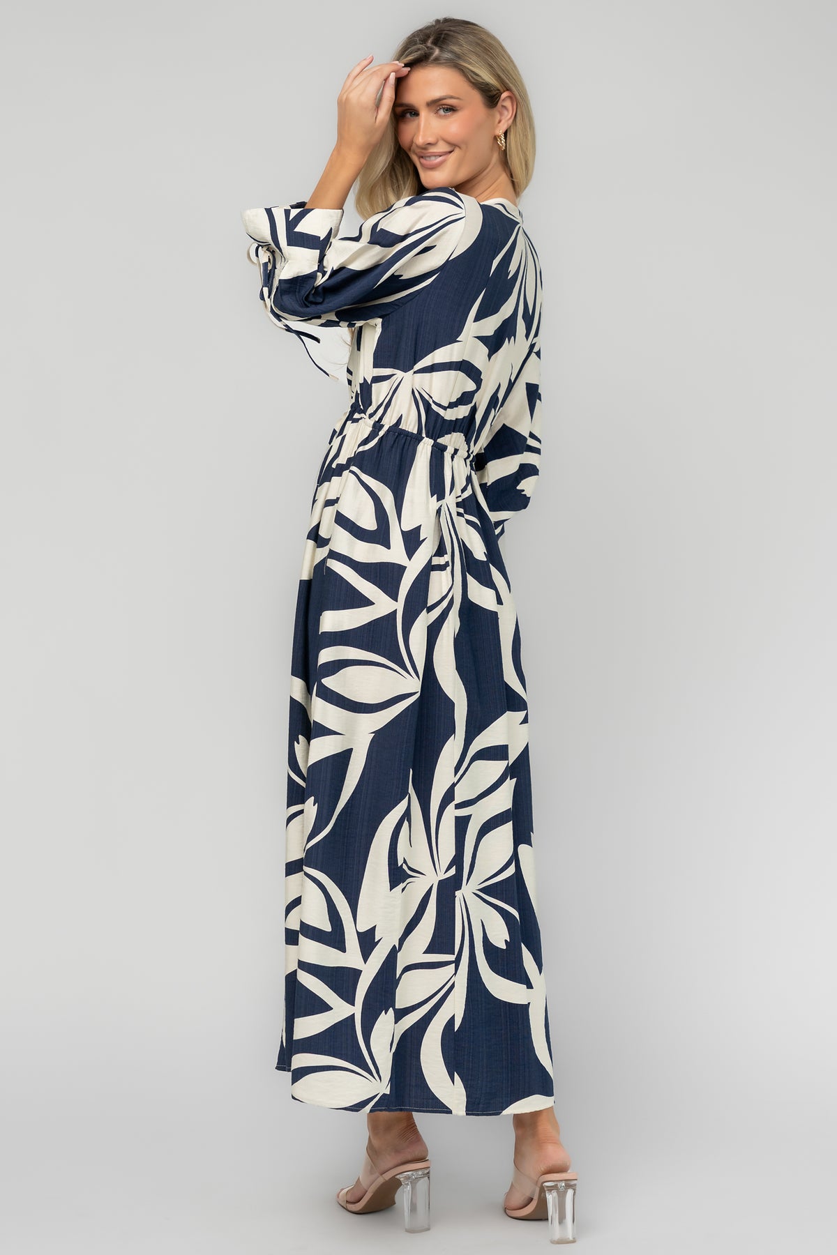Málaga Midi Dress | Navy Print