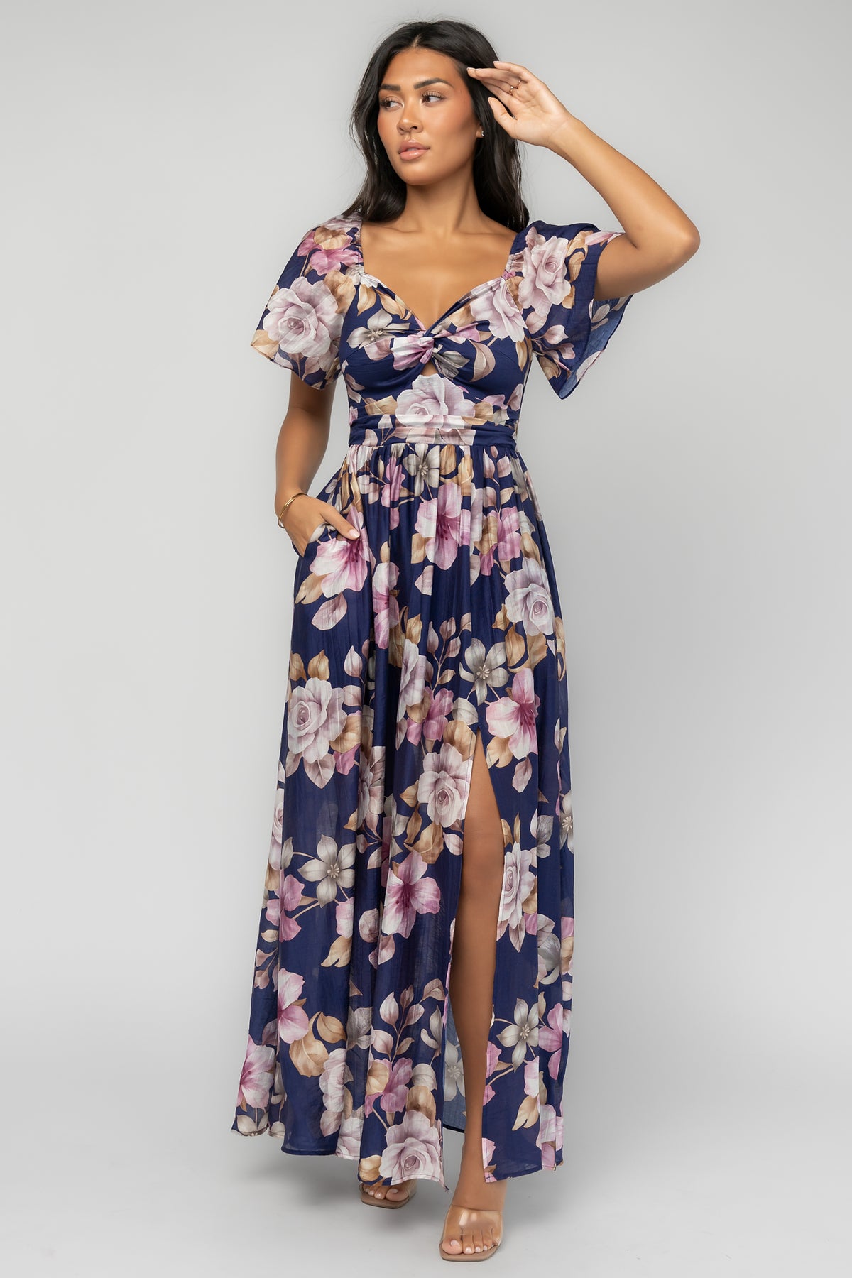 Aveline Maxi Dress | Dark Blue + Orchid