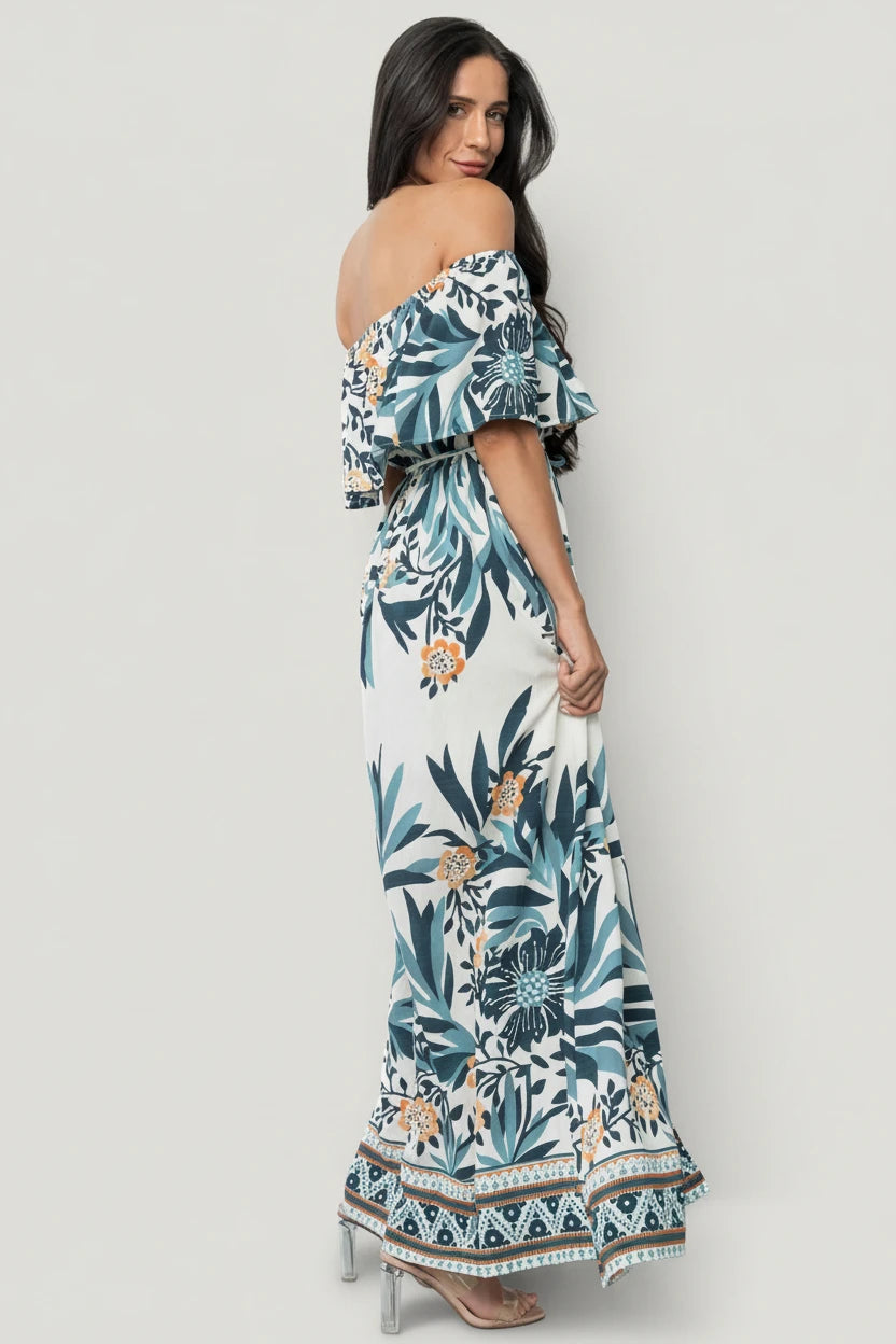Valentina Off Shoulder Maxi Dress | Multi Print