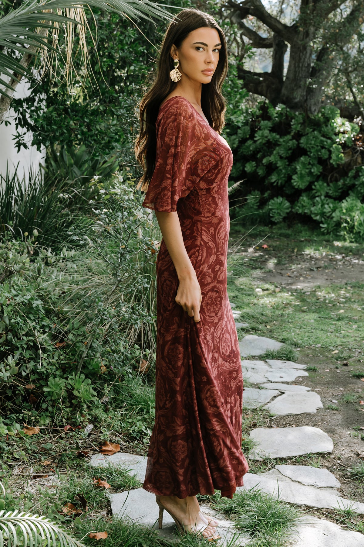 Sevilla Mesh Maxi Dress | Marsala