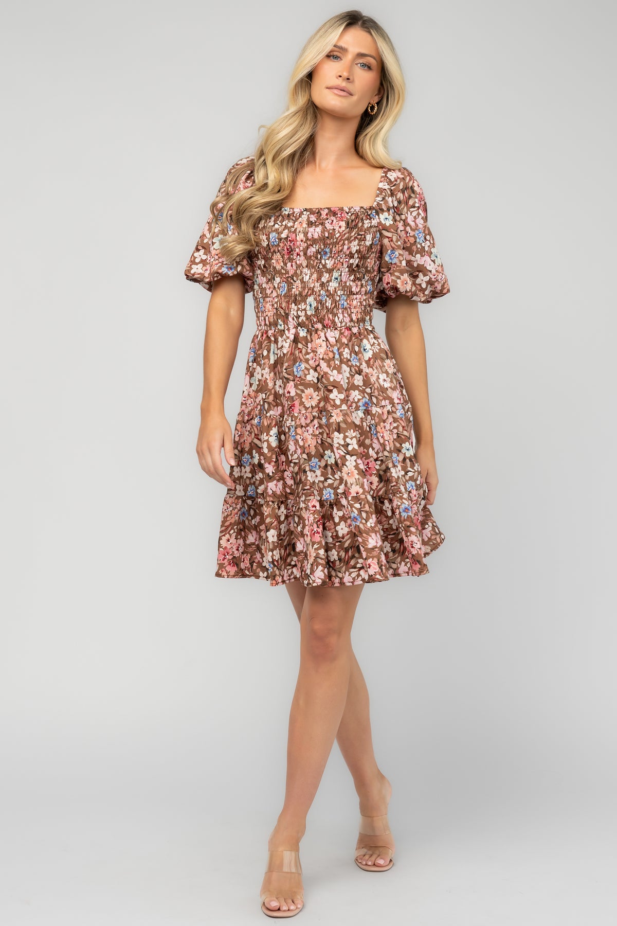 Daze Smocked Dress | Brown Multi