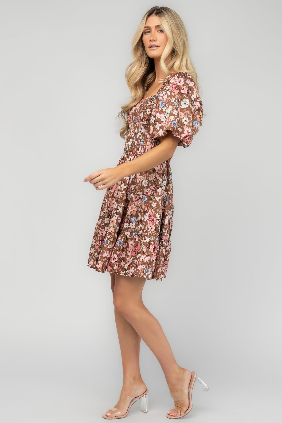 Daze Smocked Dress | Brown Multi