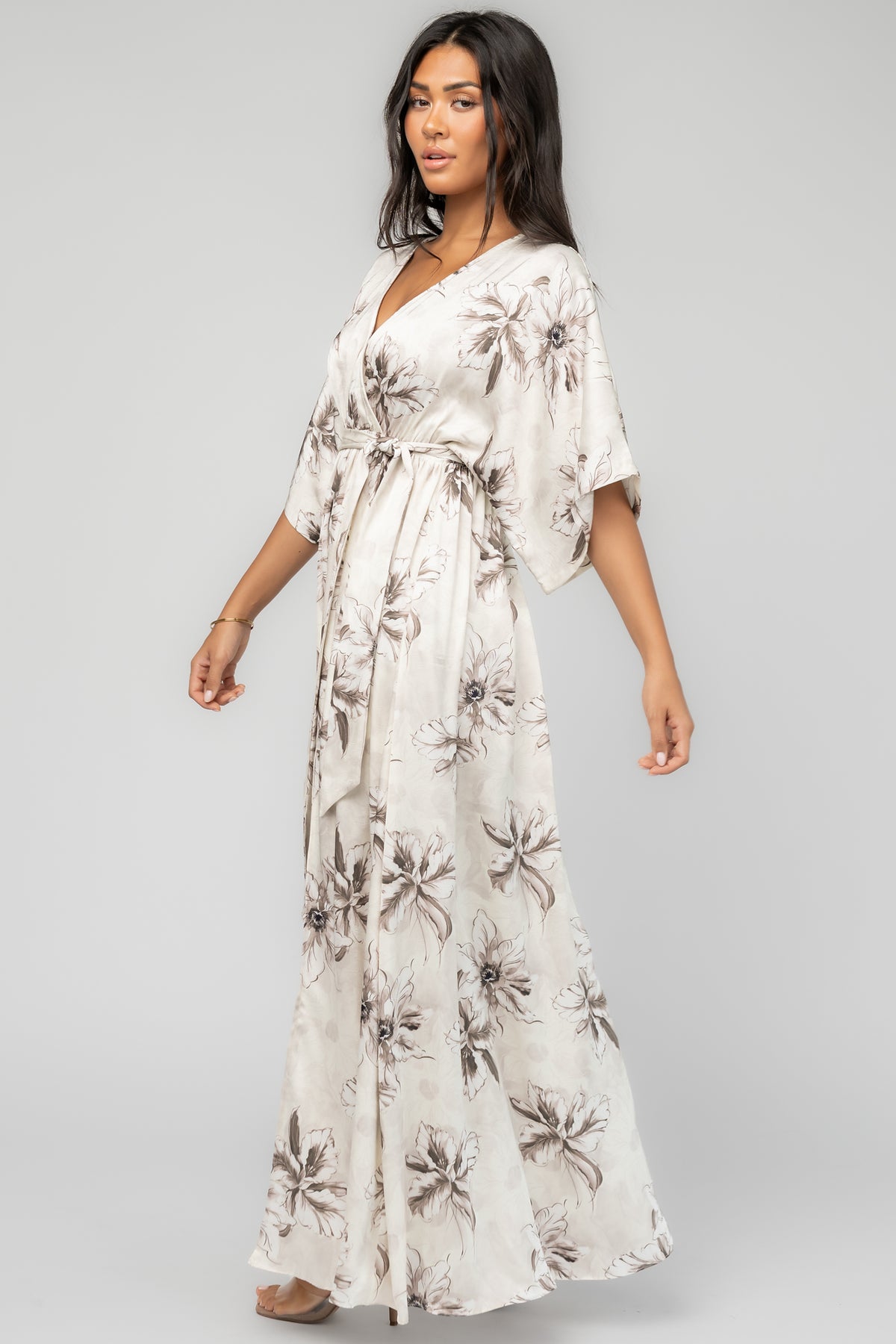 Hamilton Kimono Maxi Dress | Ivory Floral