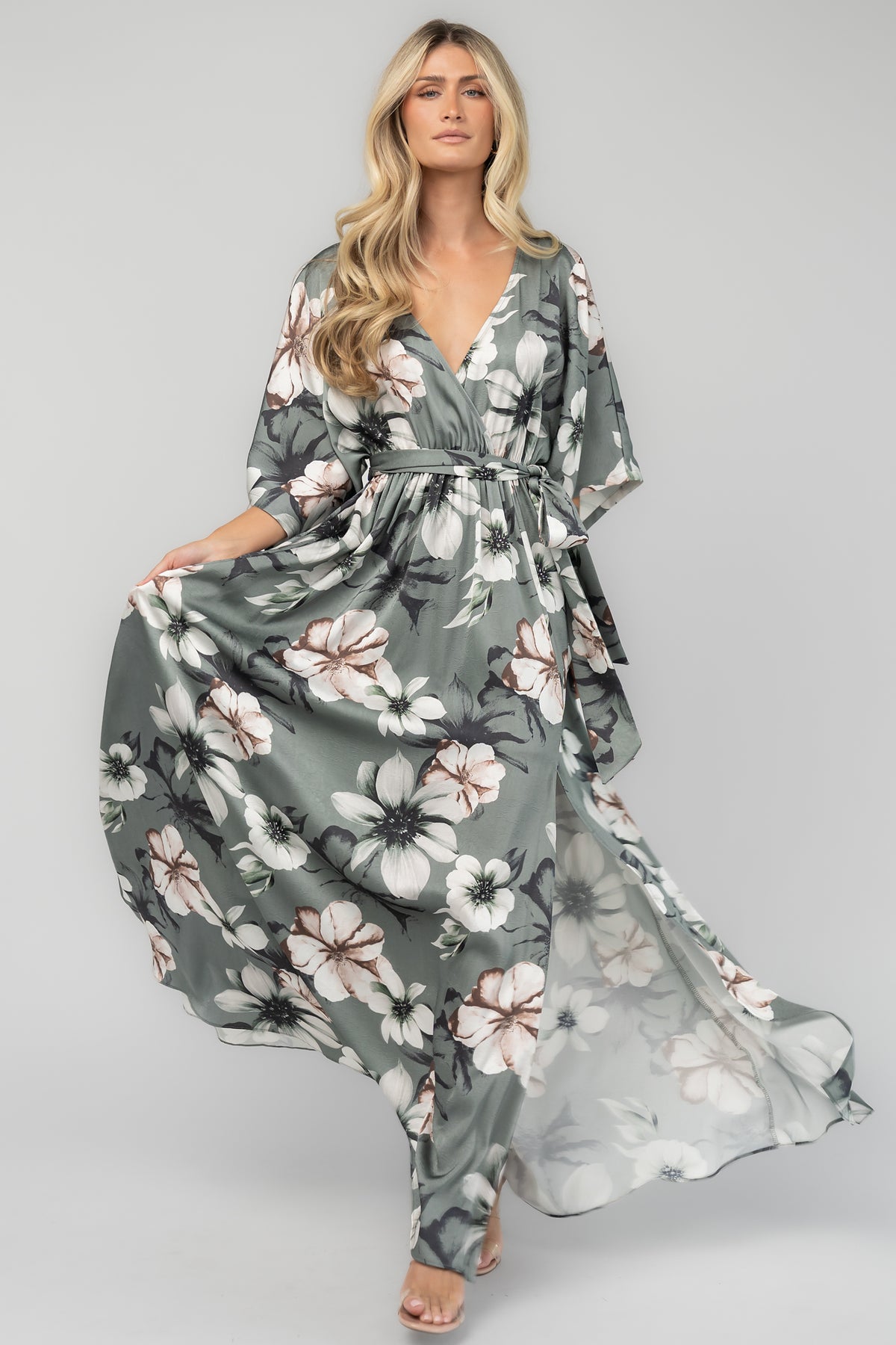 Hamilton Kimono Maxi Dress | Dark Sage Floral