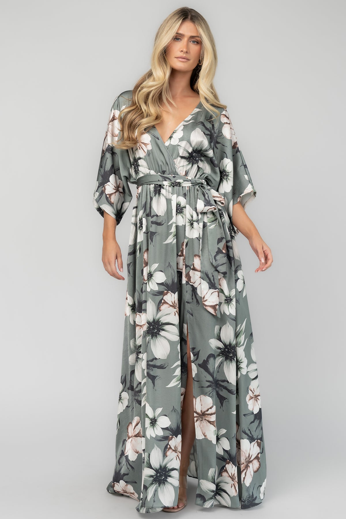 Hamilton Kimono Maxi Dress | Dark Sage Floral