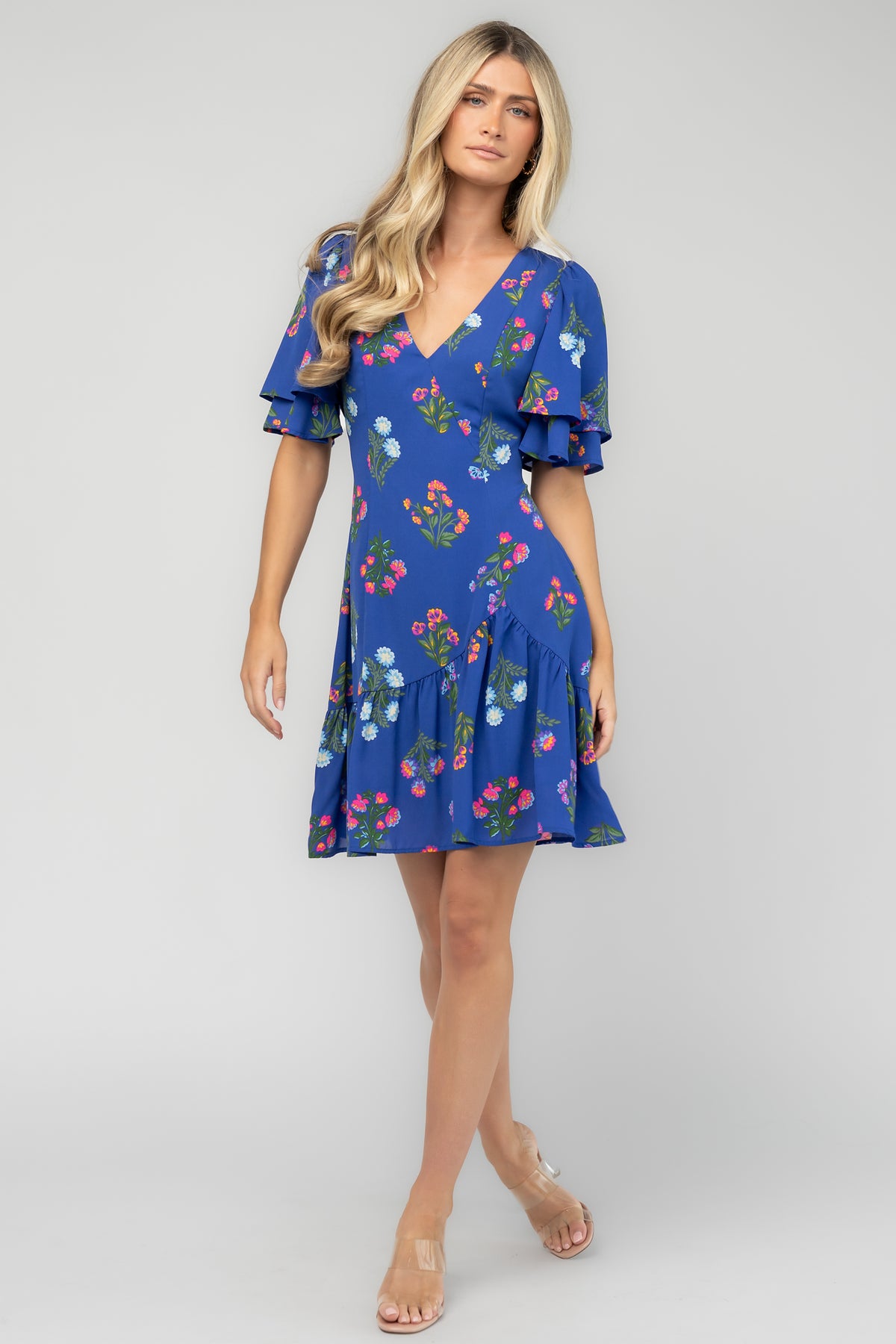 Raya Short Dress | Indigo Floral