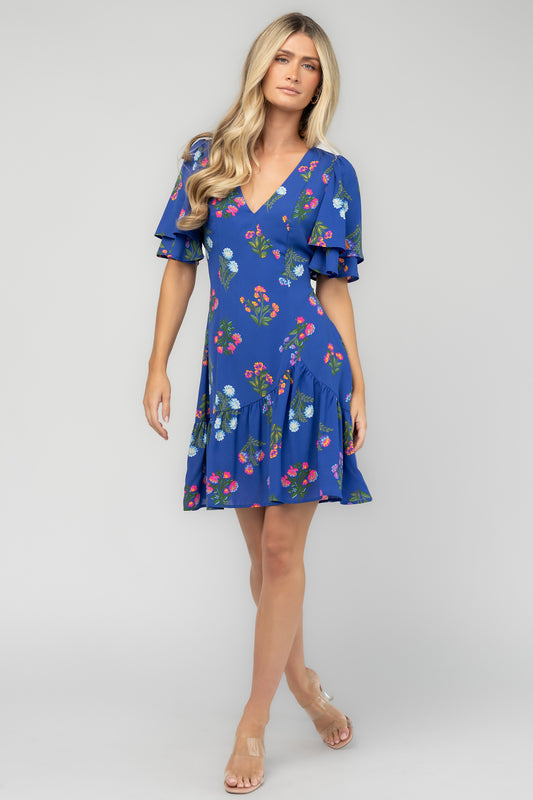 Raya Short Dress | Indigo Floral