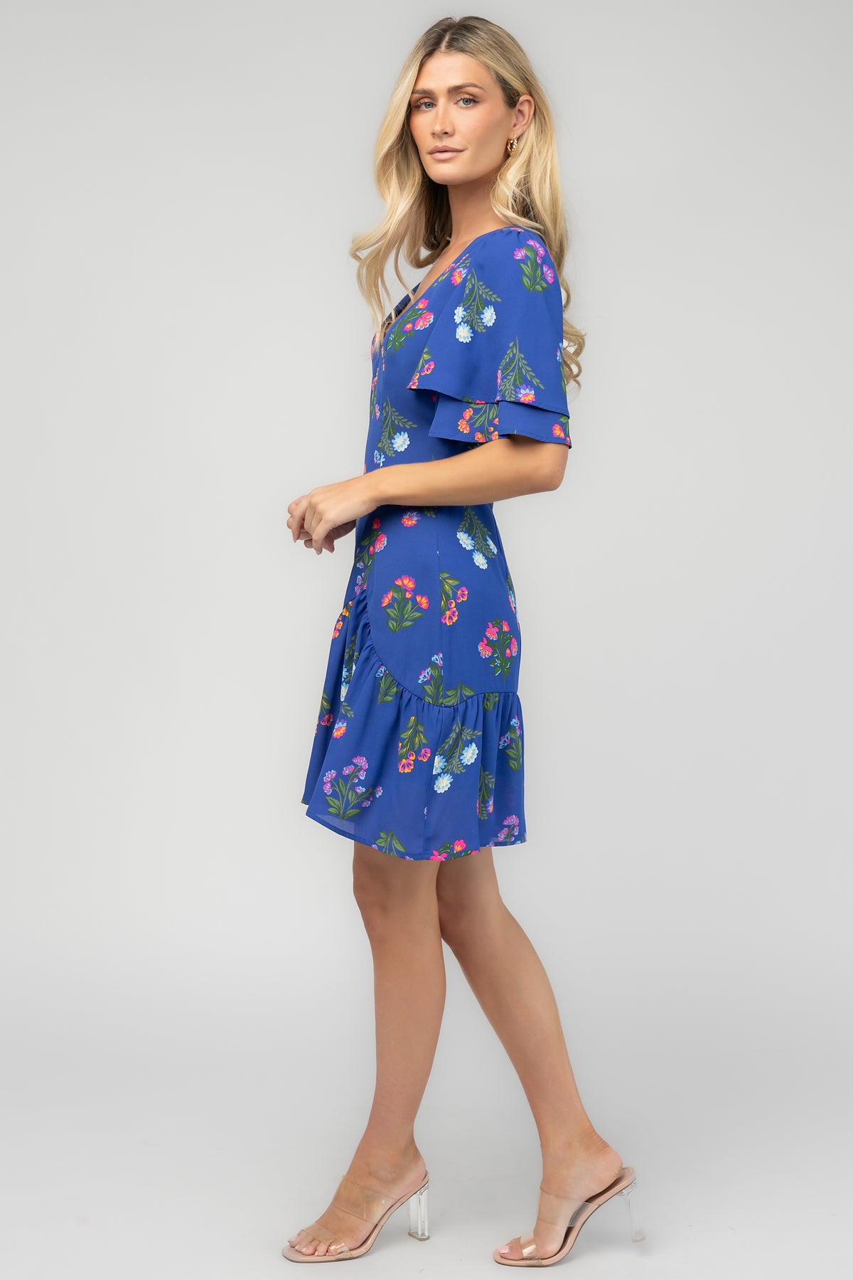 Raya Short Dress | Indigo Floral