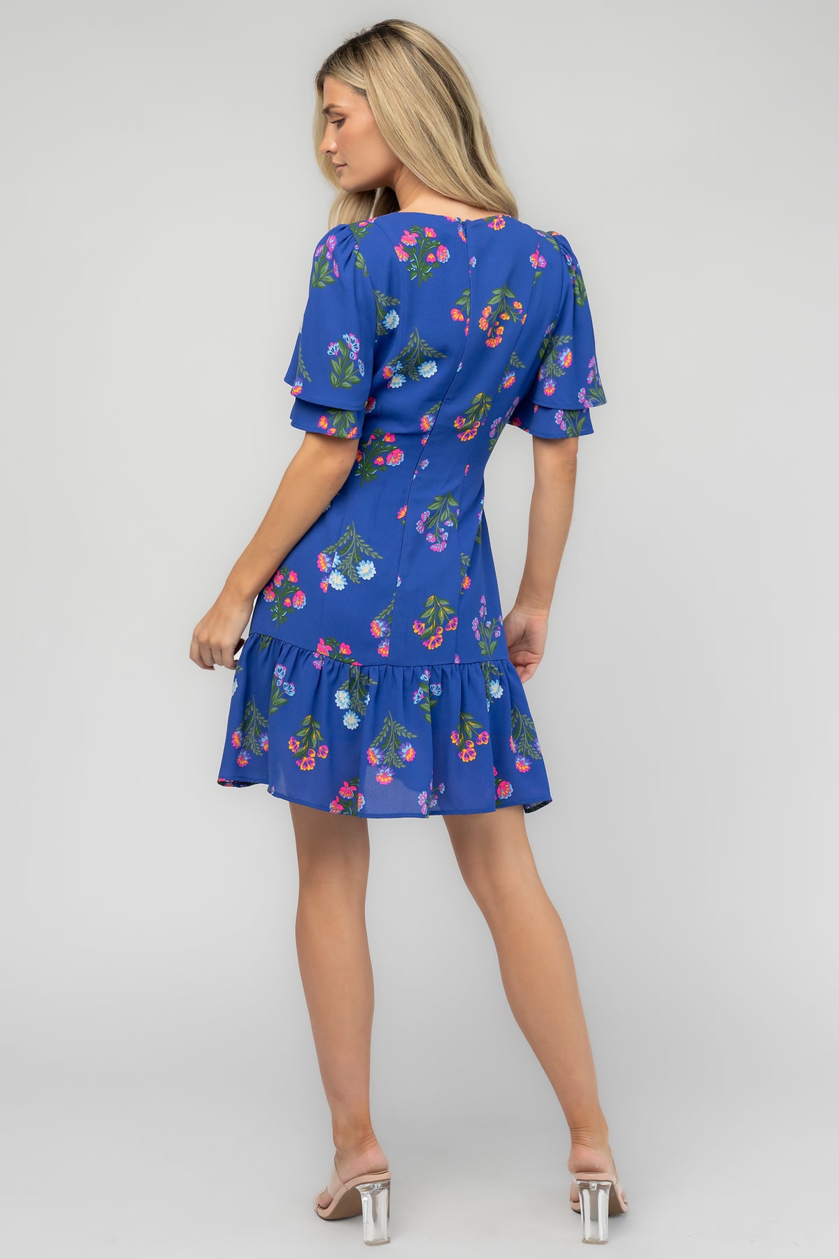 Raya Short Dress | Indigo Floral