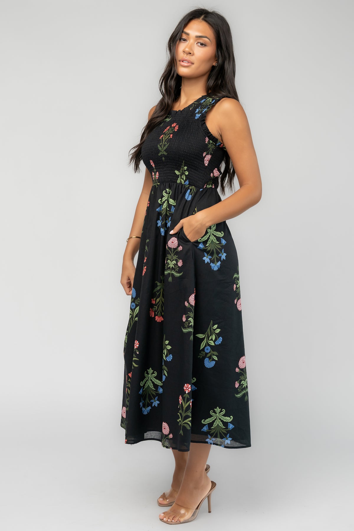Prague Midi Dress | Black Floral