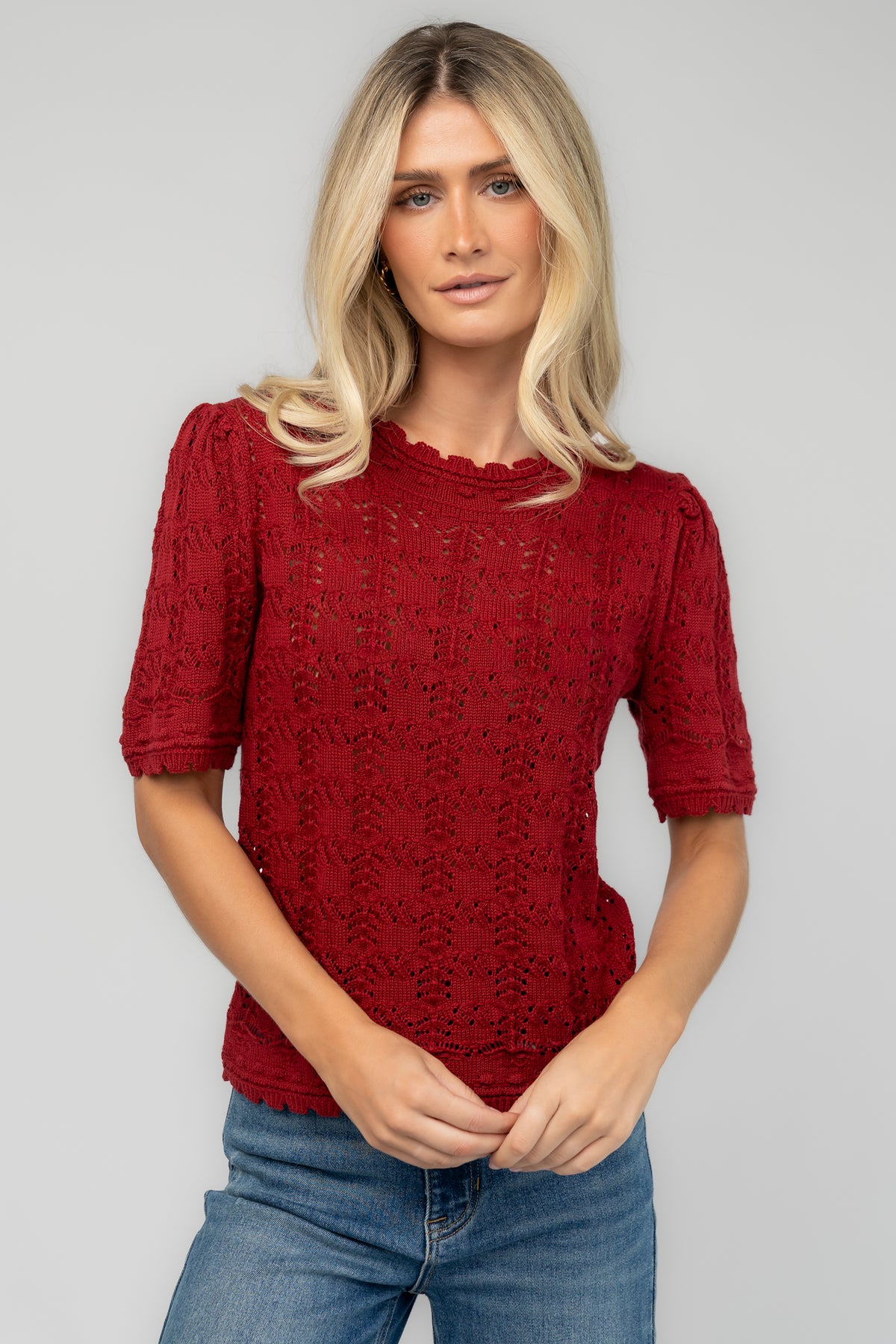 Serenity Knit Sweater Top | Wine