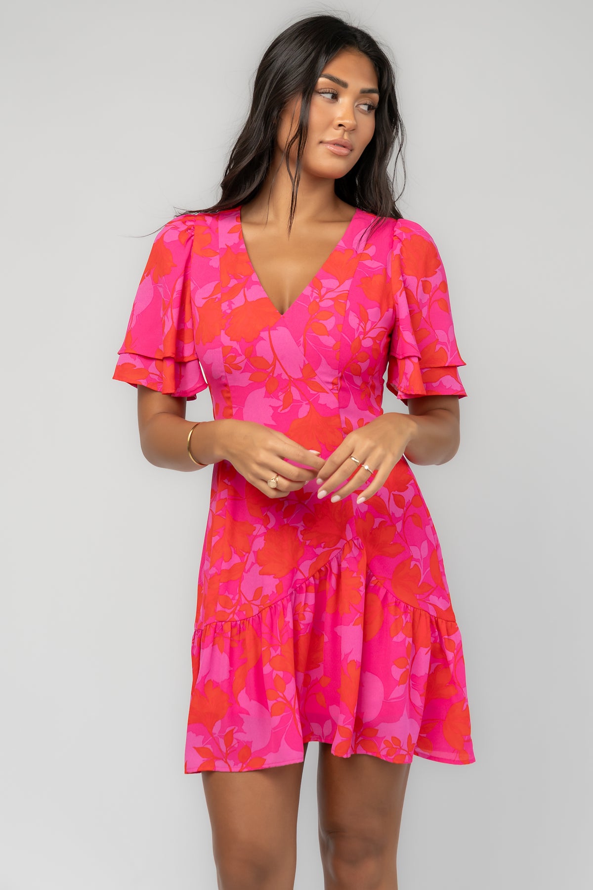 Raya Short Dress | Fuchsia Multi