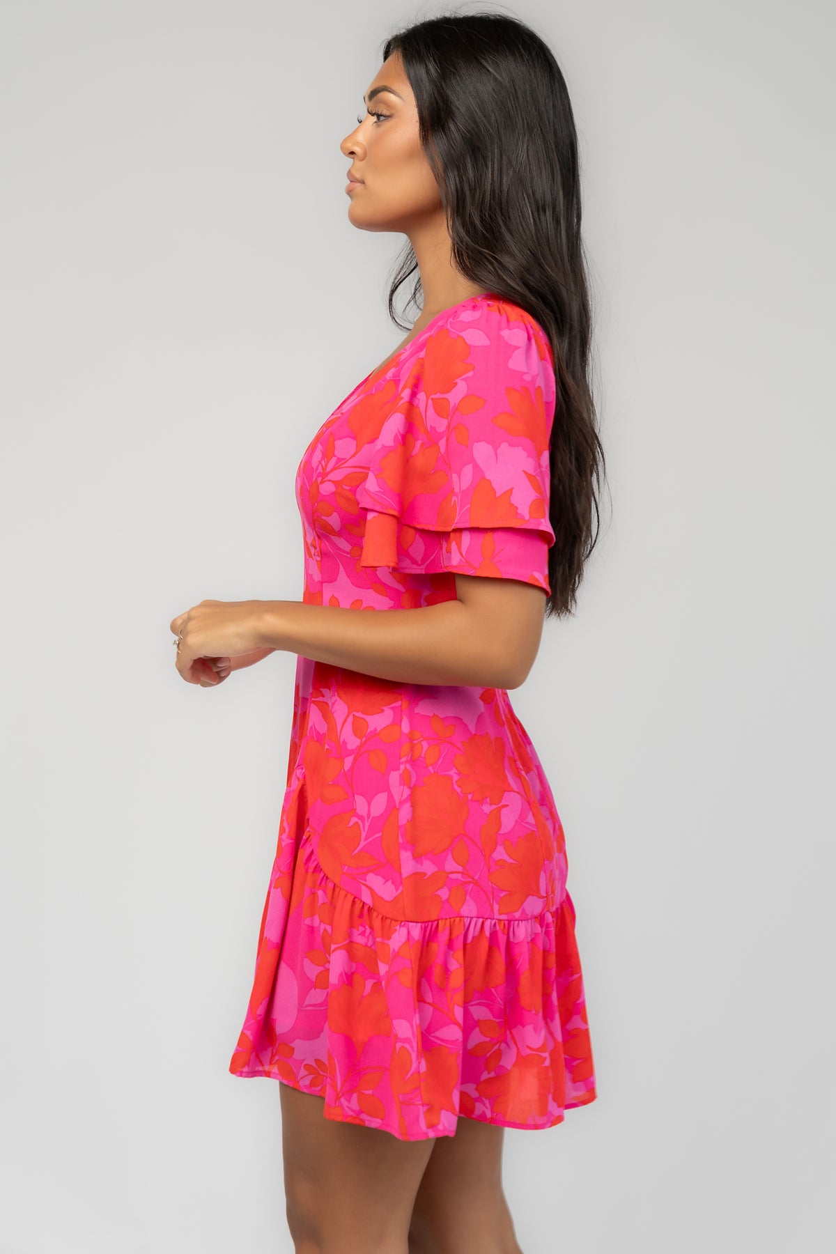 Raya Short Dress | Fuchsia Multi