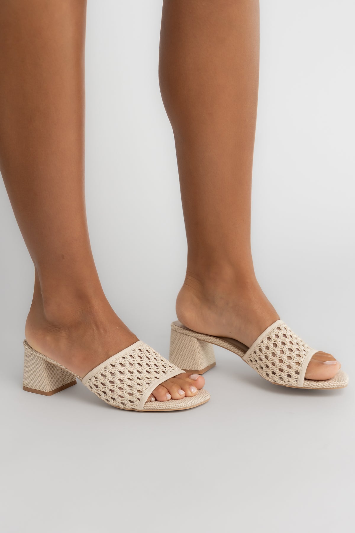 Cameron Woven Block Heel | Ivory