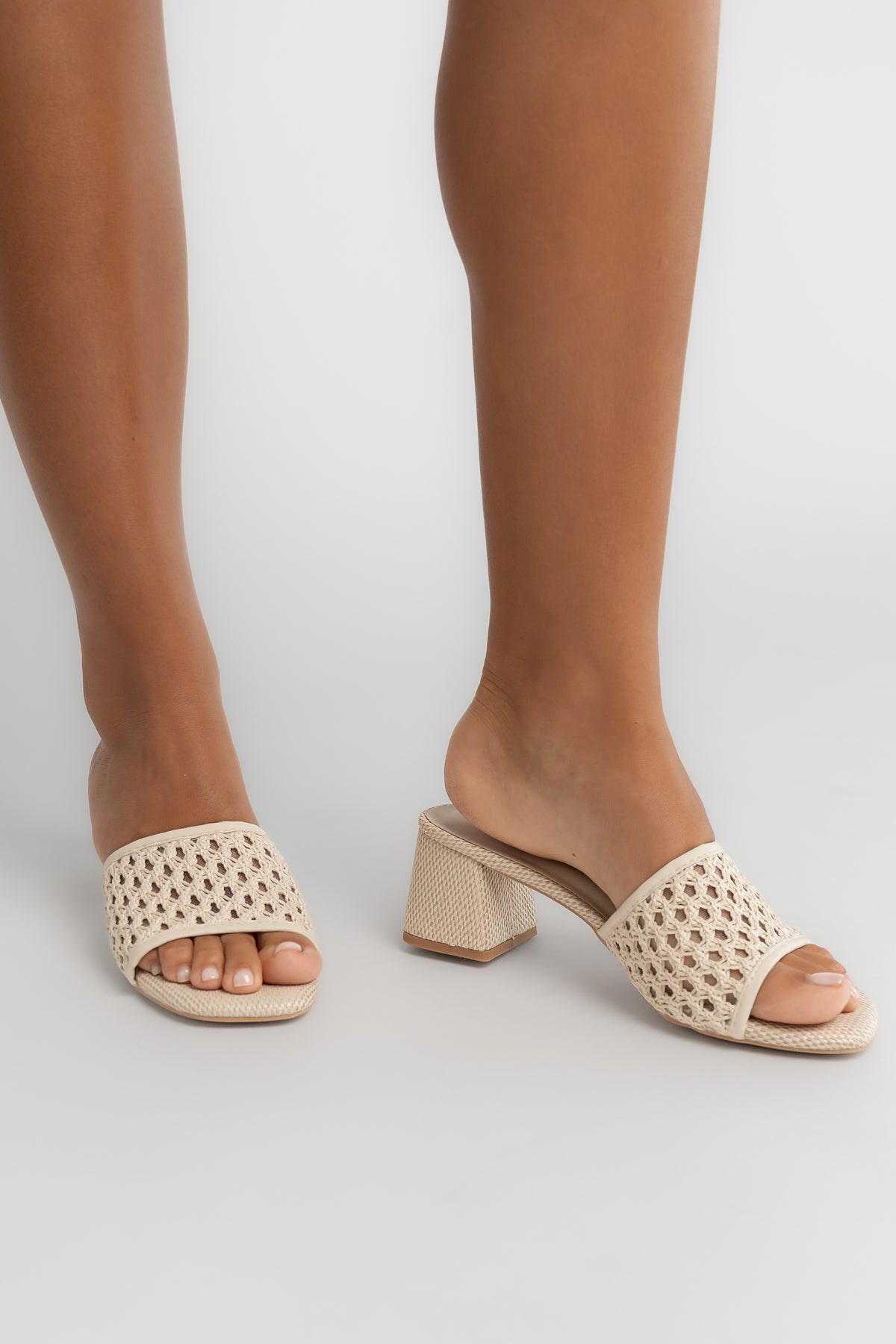 Cameron Woven Block Heel | Ivory