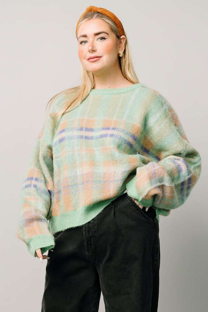 Brentridge Plaid Sweater | Green Multi