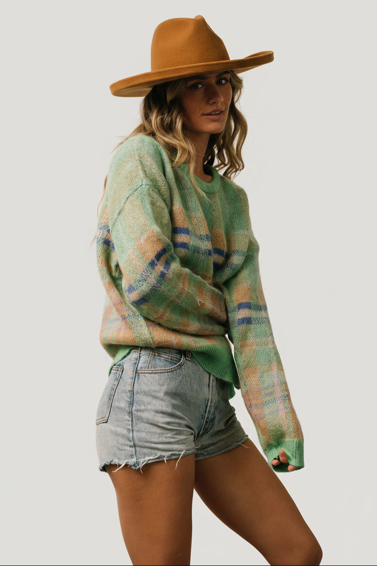Brentridge Plaid Sweater | Green Multi