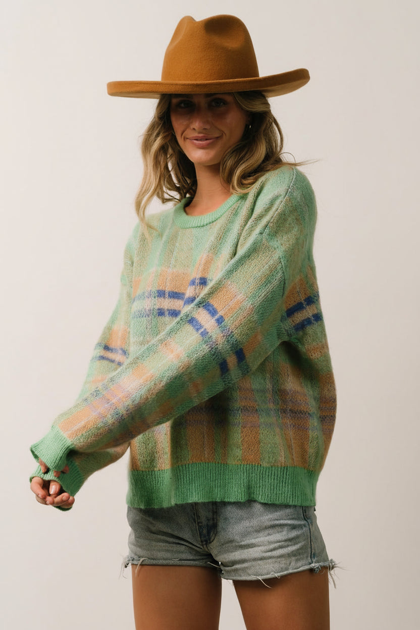 Brentridge Plaid Sweater | Green Multi