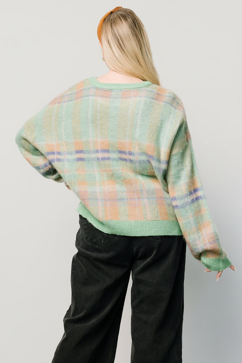 Brentridge Plaid Sweater | Green Multi
