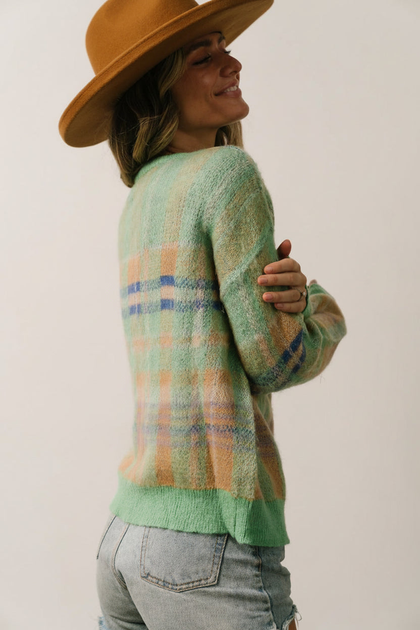 Brentridge Plaid Sweater | Green Multi
